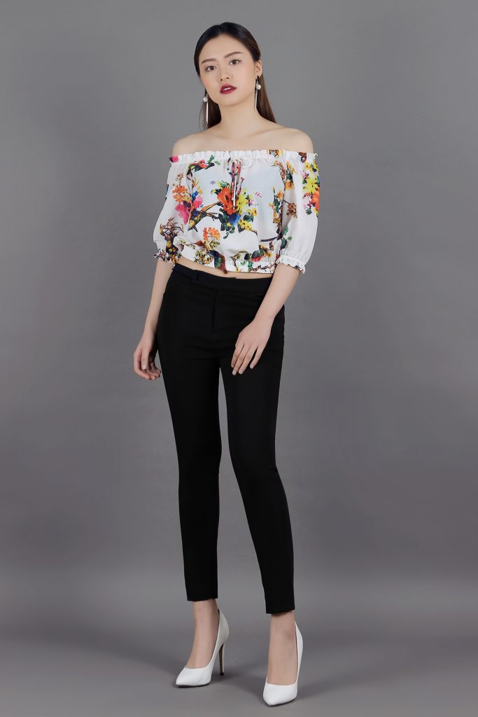 áo trễ vai ao so mi hoa co tre