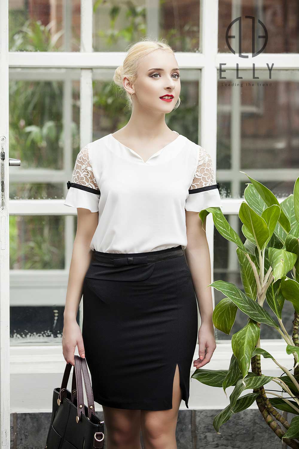 ao so mi trang tay ren