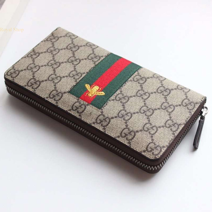 VÍ GUCCI NỮ DÀI THIẾT KẾ ĐẲNG CẤP CHẤT LIỆU CANVAS NÂU CAO CẤP