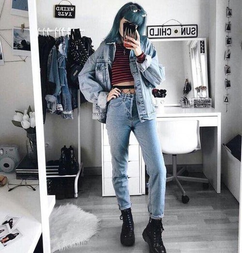 hoc cach phoi do voi ao khoac jeans khien ban trong sanh dieu hon.2