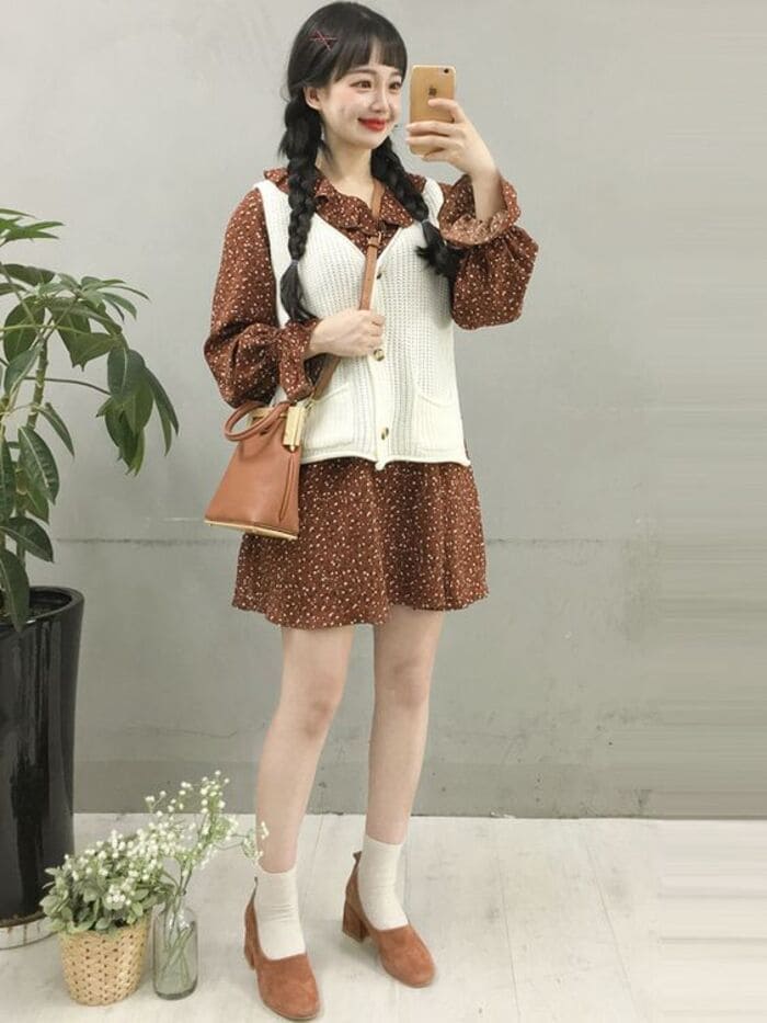 mach nang cach phoi do voi ao gile cuc xinh chuan han quoc.12