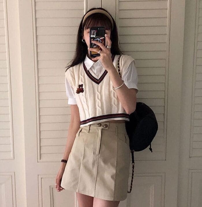 mach nang cach phoi do voi ao gile cuc xinh chuan han quoc.4