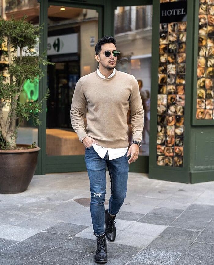 hoc cach phoi do voi ao sweater nam day nang dong va thu hut.9