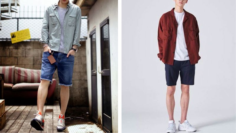 mach hang nhung cach phoi ao so mi voi quan short cuc thu hut.6