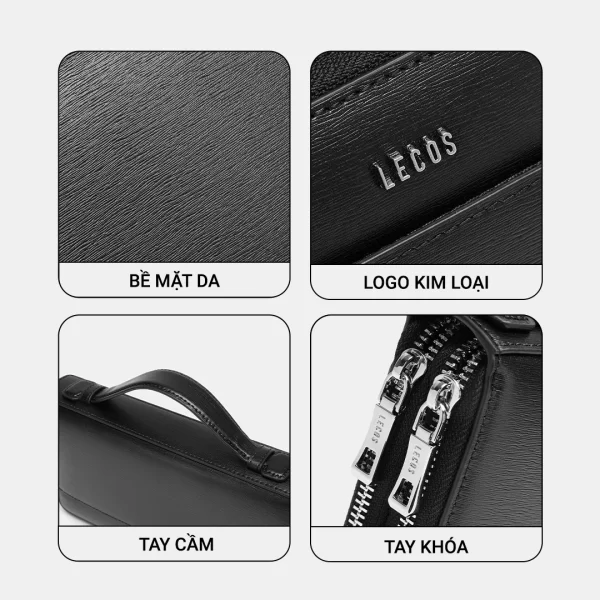 tui clutch nam cao cap da that lecos lc6 15