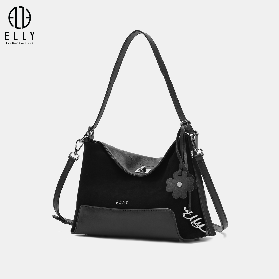 Túi được nhấn nhá với tag da hình hoa lá mềm mại cùng tag treo chữ ELLY kim loại nổi bật, tạo điểm nhấn tinh tế và tăng thêm nét duyên dáng cho thiết kế.